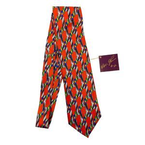 Magic Johnson Necktie‎ Tie 100% Silk Vintage 90s Red Deadstock
